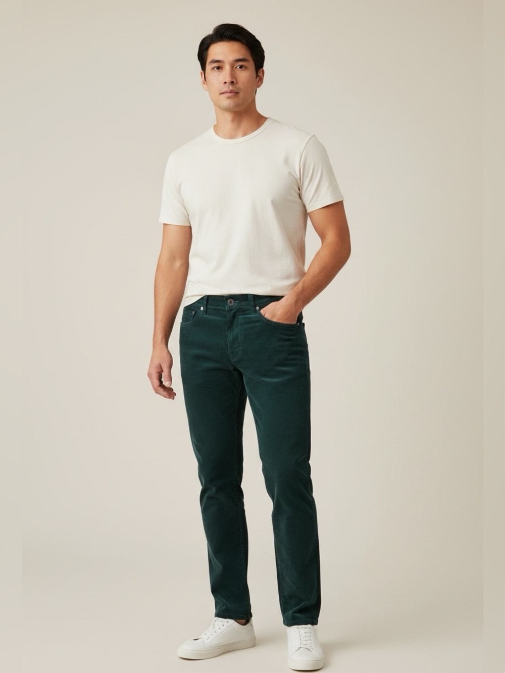 Theory Haydin Straight Leg Pants Green Cotton Stretch 28